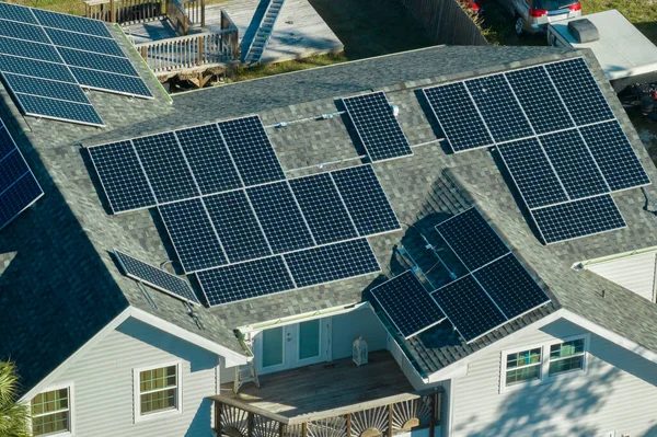 Residential rooftop solar panels after cleaning